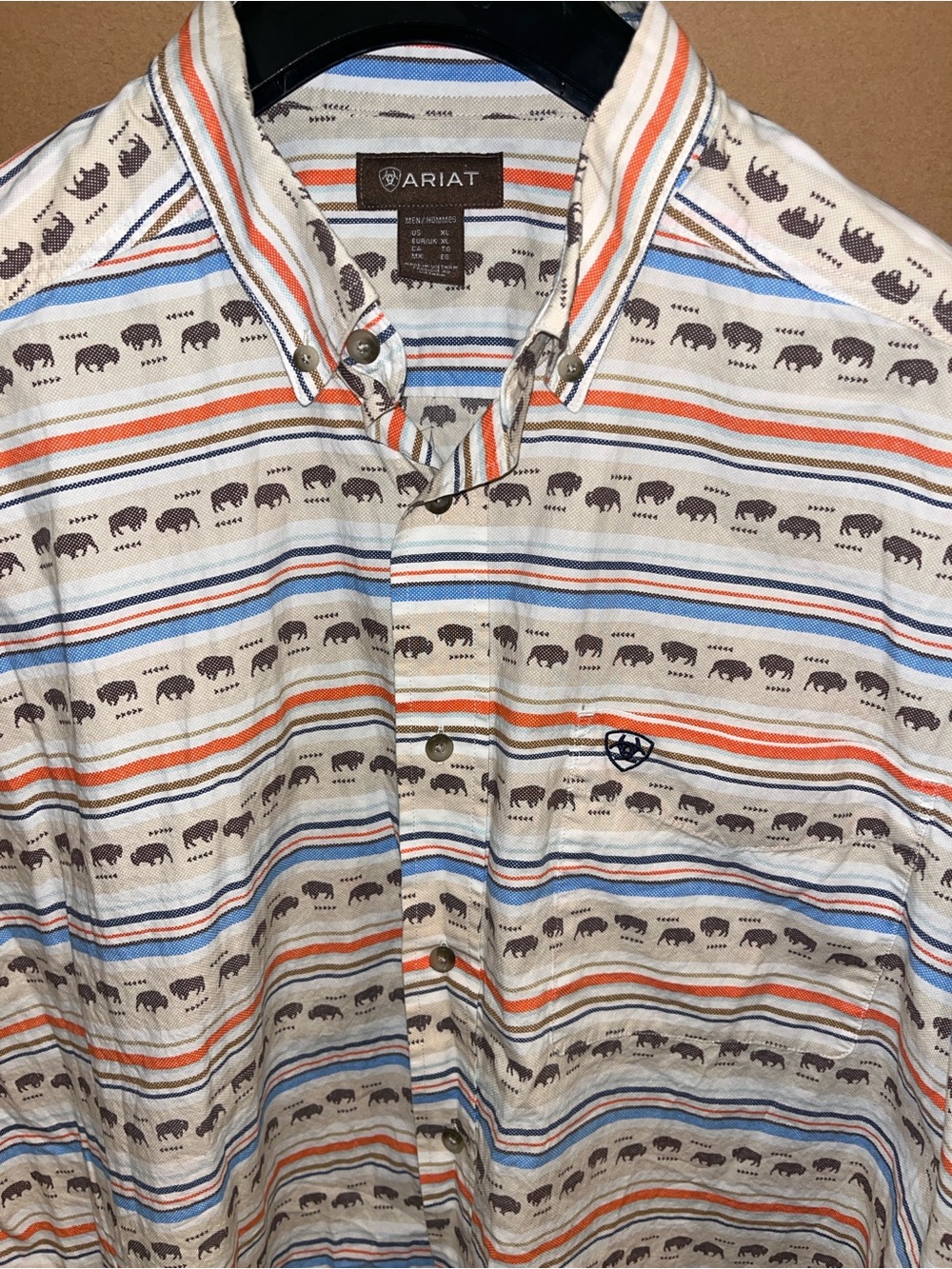 Men's Ariat B/F Shirt Buffalo Striped Sz XL L/S Great Looking! Western